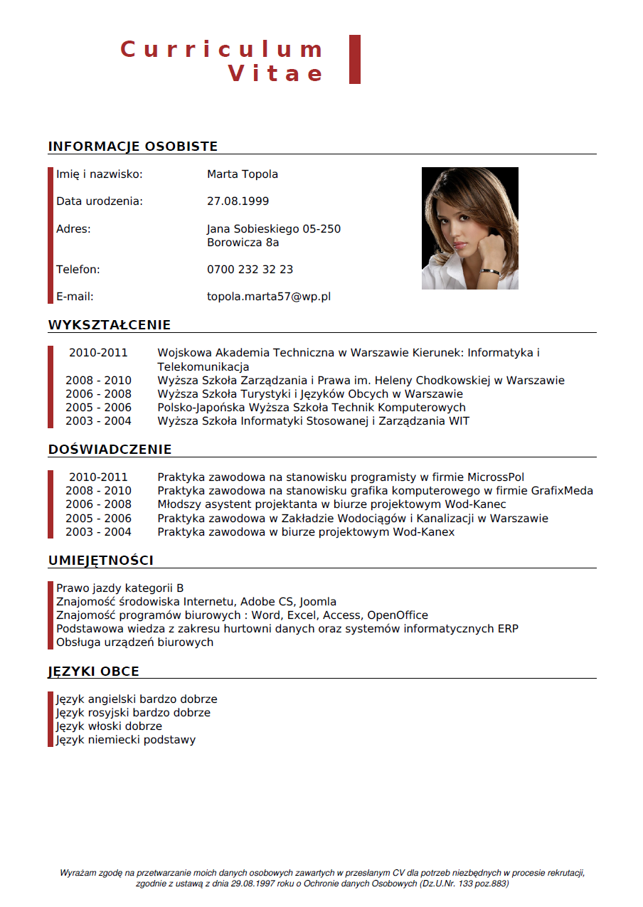 Curriculum vitae generator v2.0